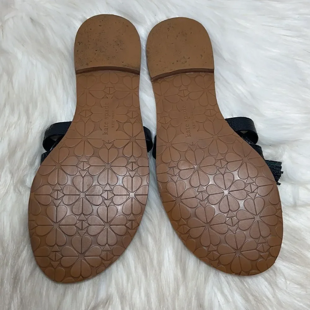 Kate Spade Claire Black Leather Slides‎ Sz 6.5
